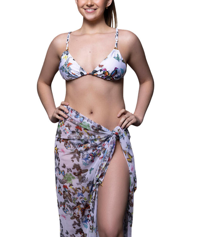 Superb Sarong - White Butterfly Parade